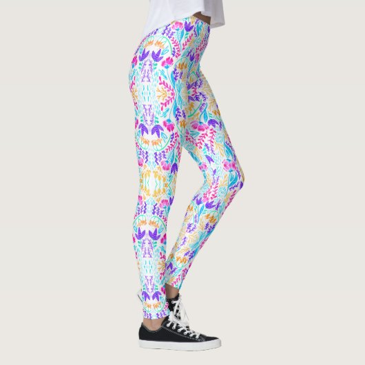可愛いカラフル水彩花 レギンス (右)