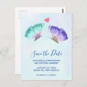 可愛いカラフル水彩蝶の日付を保存 ポストカード (正面/裏面)