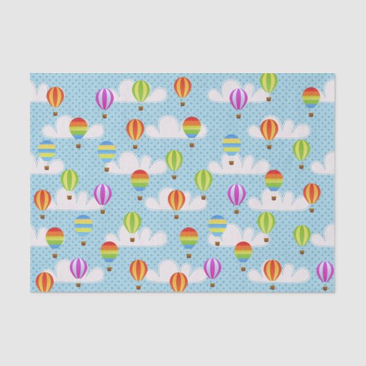 可愛いカラフル熱気球パターン 薄葉紙 (正面)