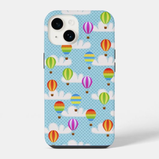 可愛いカラフル熱気球パターン iPhoneケース (裏面)