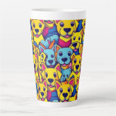 可愛いカラフル犬ハッピードッグ カフェラテマグ (正面)