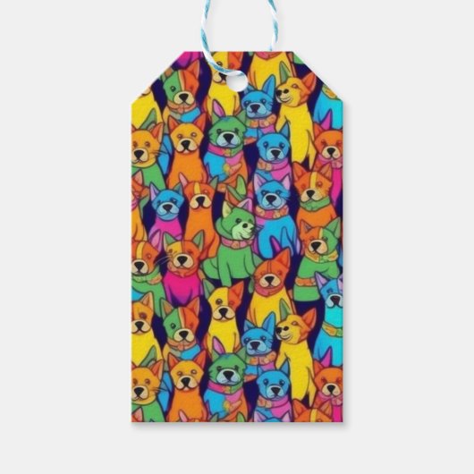可愛いカラフル犬ハッピードッグ ギフトタグ (正面)