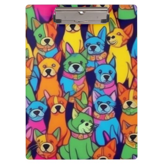 可愛いカラフル犬ハッピードッグ クリップボード (正面)