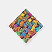 可愛いカラフル犬ハッピードッグ スタンダードカクテルナプキン (角)
