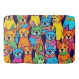 可愛いカラフル犬ハッピードッグ バスマット