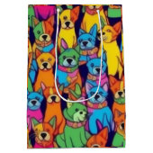 可愛いカラフル犬ハッピードッグ ミディアムペーパーバッグ (裏面)