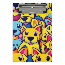 可愛いカラフル犬ハッピードッグ ミニクリップボード