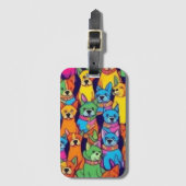 可愛いカラフル犬ハッピードッグ ラゲッジタグ (正面縦)