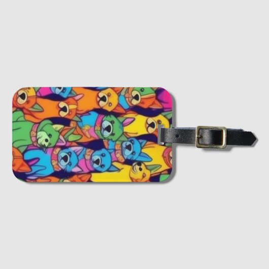 可愛いカラフル犬ハッピードッグ ラゲッジタグ (正面横)
