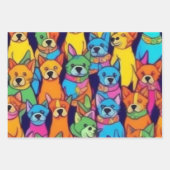 可愛いカラフル犬ハッピードッグ ラッピングペーパーシート (正面3)