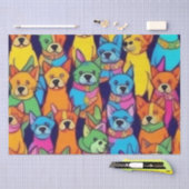 可愛いカラフル犬ハッピードッグ 薄葉紙 (クラフト)