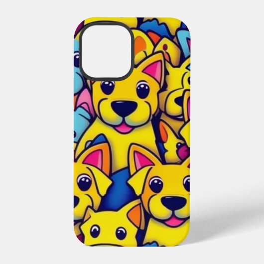 可愛いカラフル犬ハッピードッグ iPhoneケース (裏面)