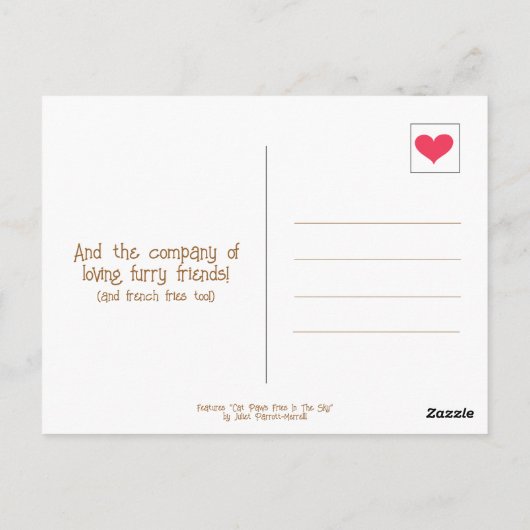 可愛いカラフル猫がフライを描く ポストカード (裏面)