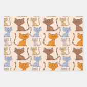 可愛いカラフル猫の包み紙シートセット ラッピングペーパーシート (正面)