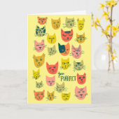 可愛いカラフル猫パターンハッピーバースデーカスタム カード (黄色い花)