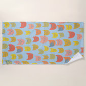 可愛いカラフル猫ブルー ビーチタオル (正面)