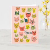 可愛いカラフル猫頭絵柄アニバーサリーラブ カード (黄色い花)