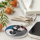 可愛いカラフル猫 キーホルダー (正面右)