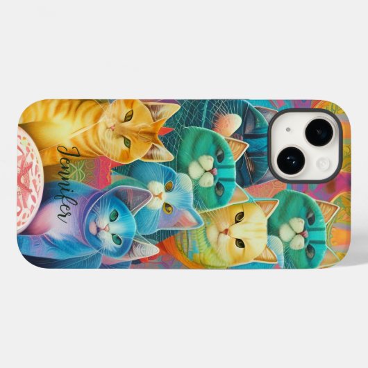 可愛いカラフル猫 Case-Mate iPhoneケース (裏面 (横))