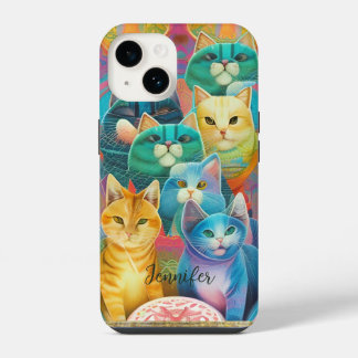 可愛いカラフル猫 iPhone 14ケース