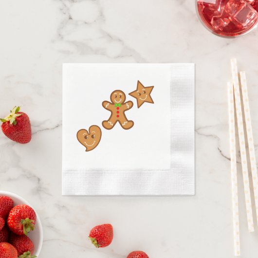 可愛いカラフル甘いクリスマスジンジャーブレッド 縁ありカクテルナプキン (インサイチュ)