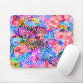可愛いカラフル白い花柄 マウスパッド (マウス)