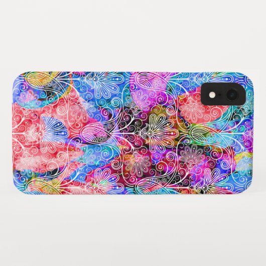 可愛いカラフル白い花柄 Case-Mate iPhoneケース (裏面(横))