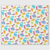 可愛いカラフル白ユニセックスベビー恐竜 ラッピングペーパー (フラット)