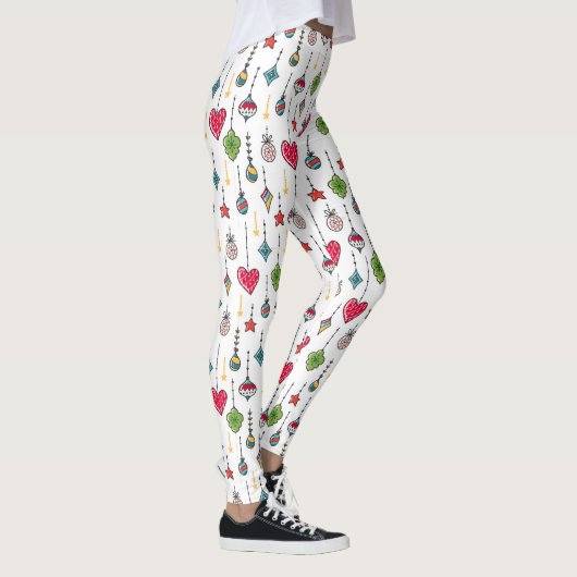 可愛いカラフル盛り合わせクリスマスオーナメントパターン レギンス (右)