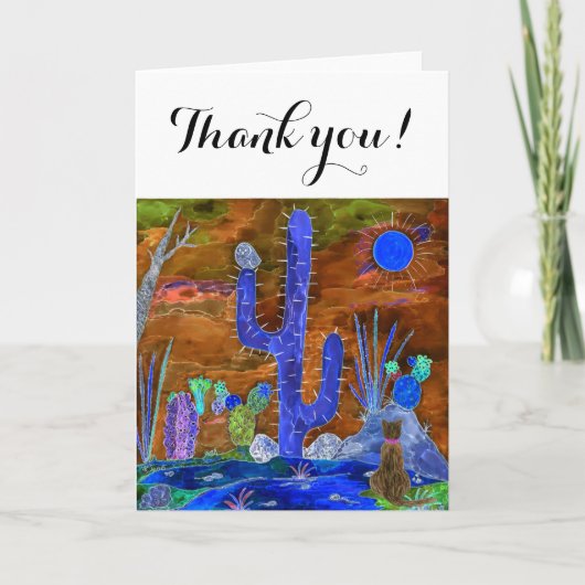 可愛いカラフル砂漠の猫グリーティングカード カード (正面)