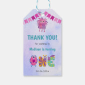 可愛いカラフル私たちの小さなモンスター誕生日パーティー ギフトタグ (裏面)