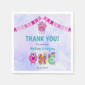 可愛いカラフル私たちの小さなモンスター誕生日パーティー スタンダードカクテルナプキン (正面)