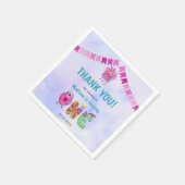 可愛いカラフル私たちの小さなモンスター誕生日パーティー スタンダードカクテルナプキン (角)