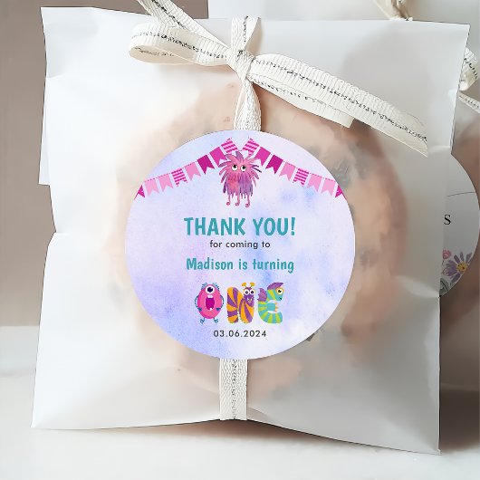 可愛いカラフル私たちの小さなモンスター誕生日パーティー フェイバータグ