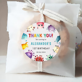 可愛いカラフル私たちの小さなモンスター誕生日パーティー フェイバータグ