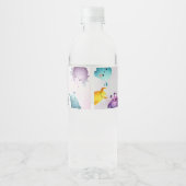 可愛いカラフル私たちの小さなモンスター誕生日パーティー ペットボトルラベル (裏面)