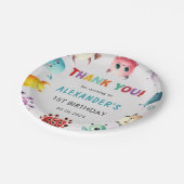 可愛いカラフル私たちの小さなモンスター誕生日パーティー ペーパープレート (アングル)