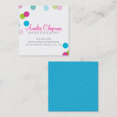 可愛いカラフル紙吹雪はっきりしたスポットピンクのライムグリーン スクエア名刺 (正面/裏面)