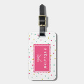 可愛いカラフル紙吹雪ドットパターン荷物タグ ラゲッジタグ (正面縦)