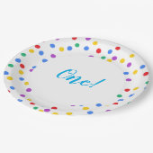 可愛いカラフル紙吹雪ドット1st誕生日 ペーパープレート (アングル)