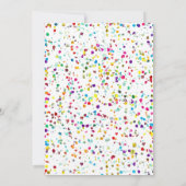 可愛いカラフル紙吹雪写真1歳の誕生日 招待状 (裏面)