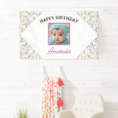 可愛いカラフル紙吹雪写真1歳の誕生日 横断幕 (インサイチュ)