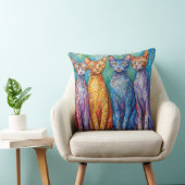 可愛いカラフル絵を描猫 クッション (椅子)