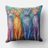 可愛いカラフル絵を描猫 クッション (裏面)