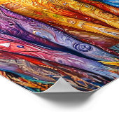 可愛いカラフル絵を描猫 ポスター (角)