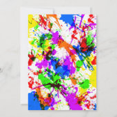 可愛いカラフル絵を描(ばちゃばちゃ)跳ねるデザインブライダルシャワー 招待状 (裏面)