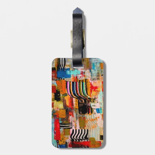 可愛いカラフル絵画抽象芸術装飾用クッション ラゲッジタグ (裏面縦)