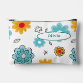 可愛いカラフル花オレンジ赤青鉛筆ケース アクセサリーポーチ (正面)