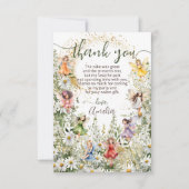 可愛いカラフル花妖精グリッター脚本 サンキューカード (正面)