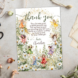 可愛いカラフル花妖精グリッター脚本 サンキューカード